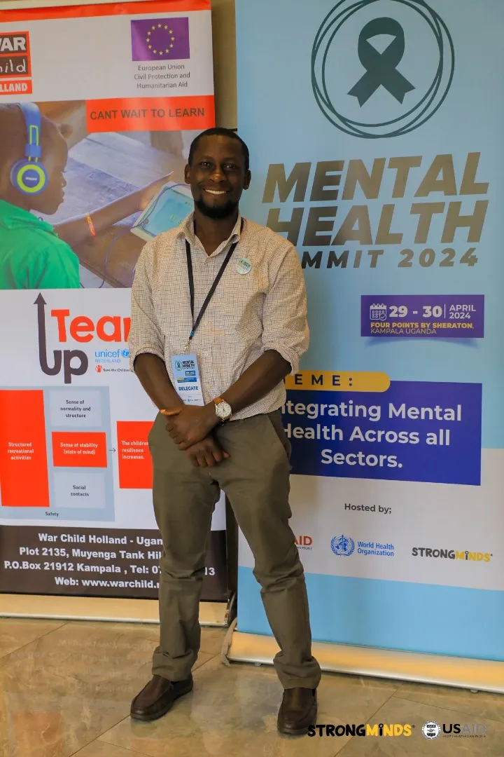 Mbalire Moses, founder of Obuyisi bw'Omu Initiative, at the Mental Health Summit 2024